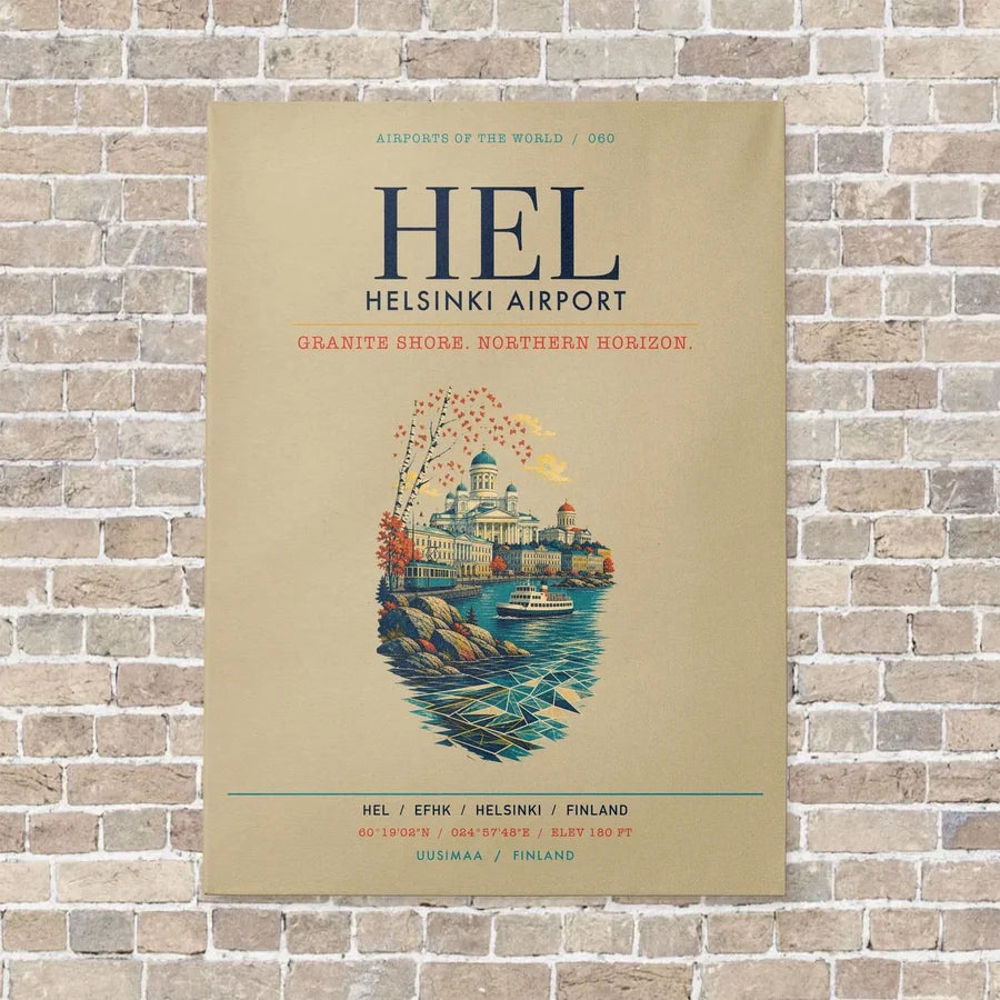 Helsinki Airport HEL vertical canvas print - no frame - beige background