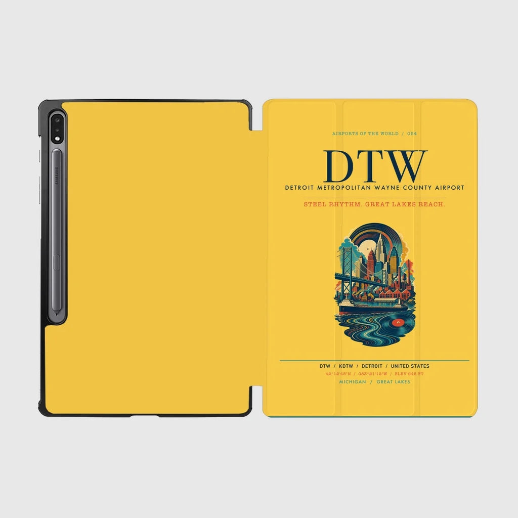 Detroit Metropolitan Wayne County Airport (DTW) design on yellow samsung tablet tablet case