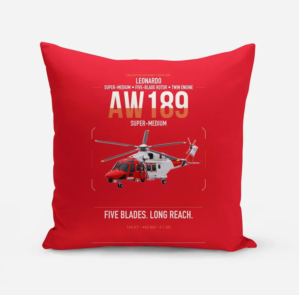 Leonardo AW189 design on red pillow