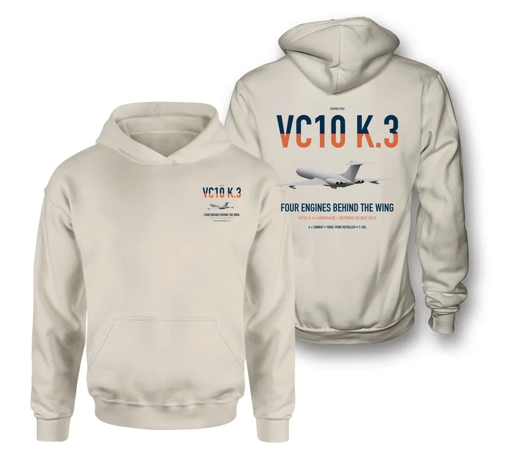 Vickers VC10 K.3 design on khaki double-side hoodie, double-side print