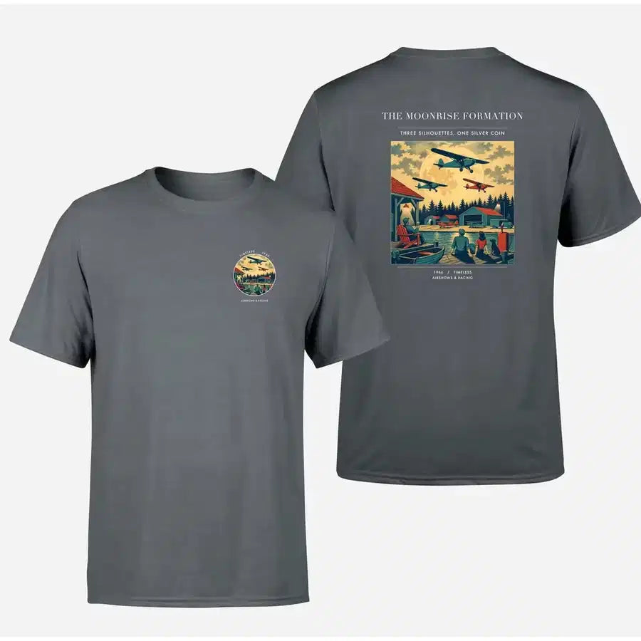 VINTAGE G4431 - The Moonrise Formation - Double-Side T-Shirt design on gray double side t shirt