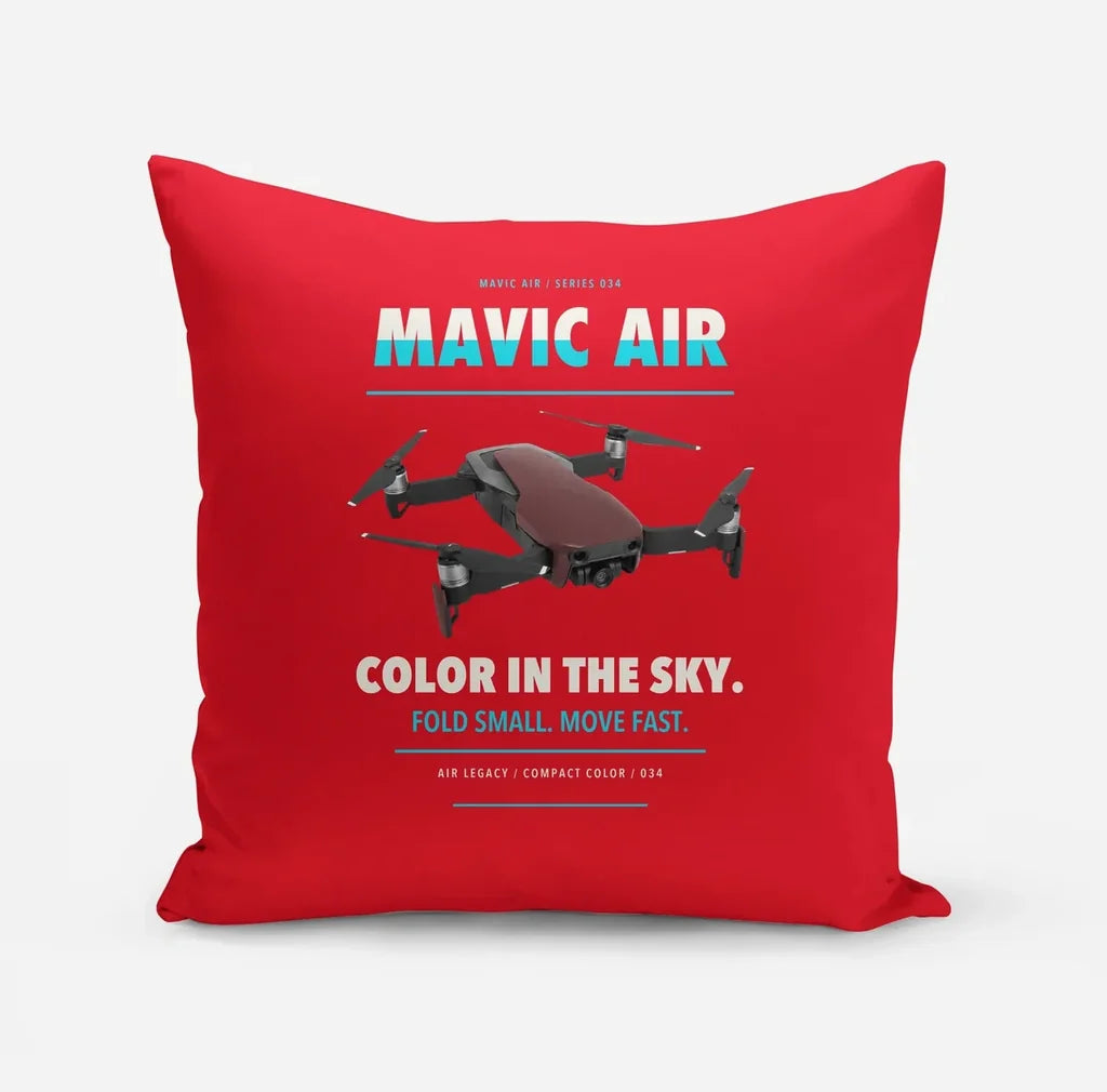 DJI Mavic Air design on red pillow