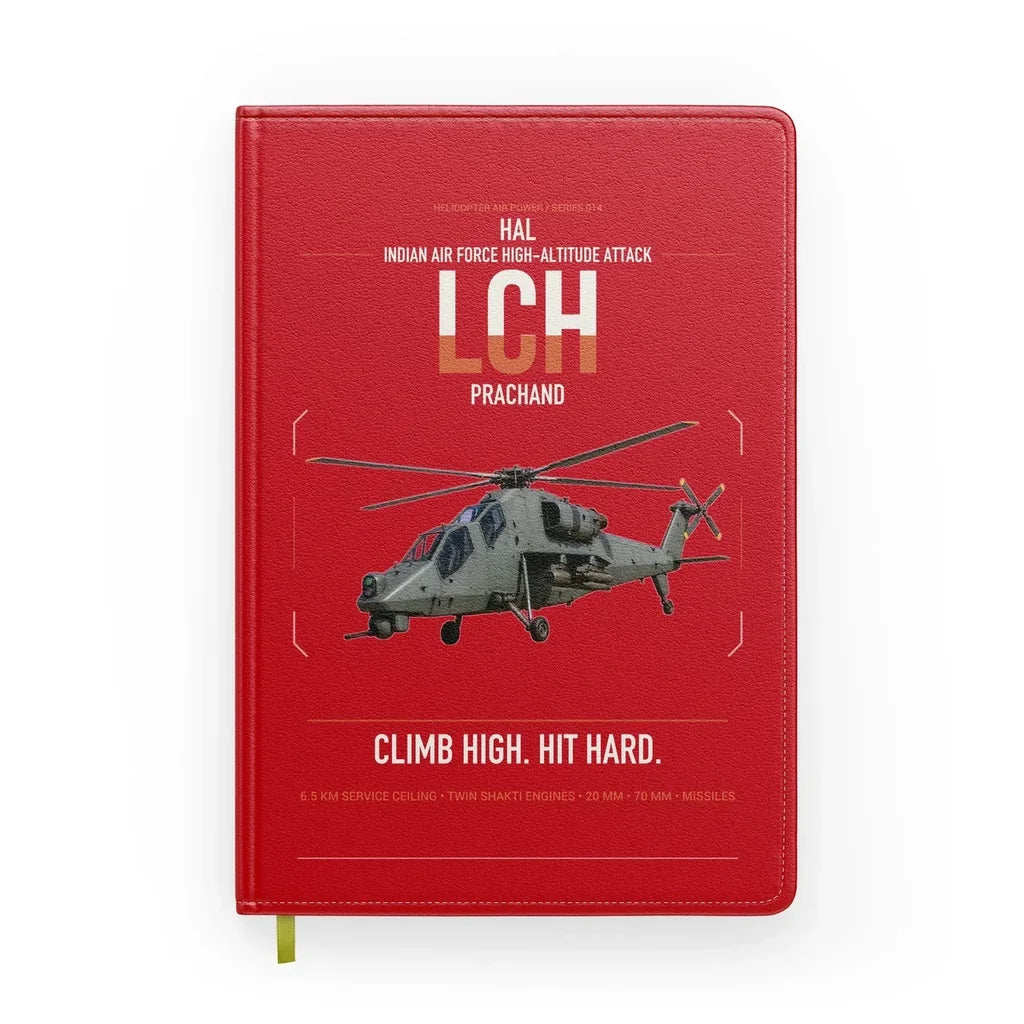 HAL LCH Prachand design on red notebook