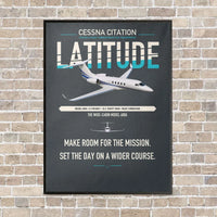 Thumbnail for Cessna Citation Latitude vertical canvas print - framed - gray background