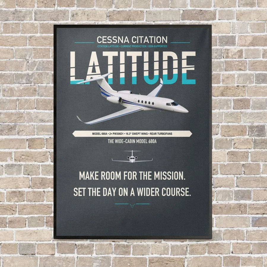 Cessna Citation Latitude vertical canvas print - framed - gray background
