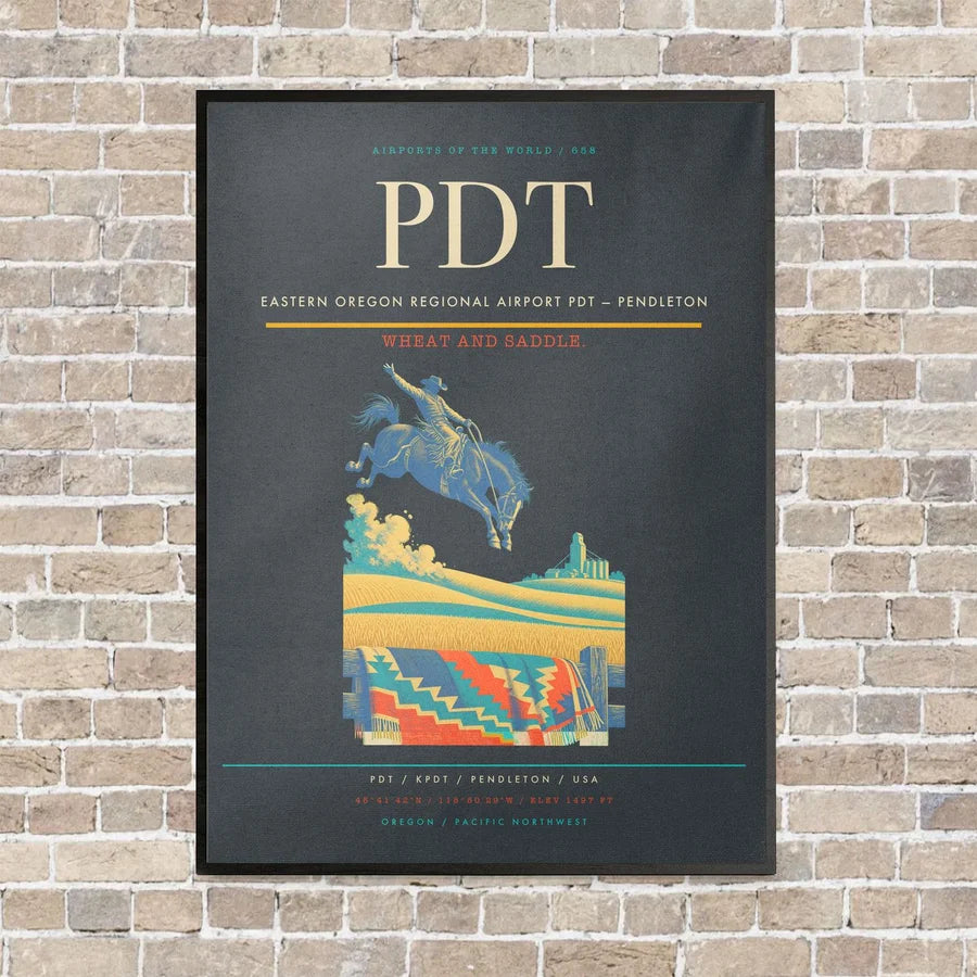 Eastern Oregon Regional Airport PDT — Pendleton vertical canvas print - framed - gray background