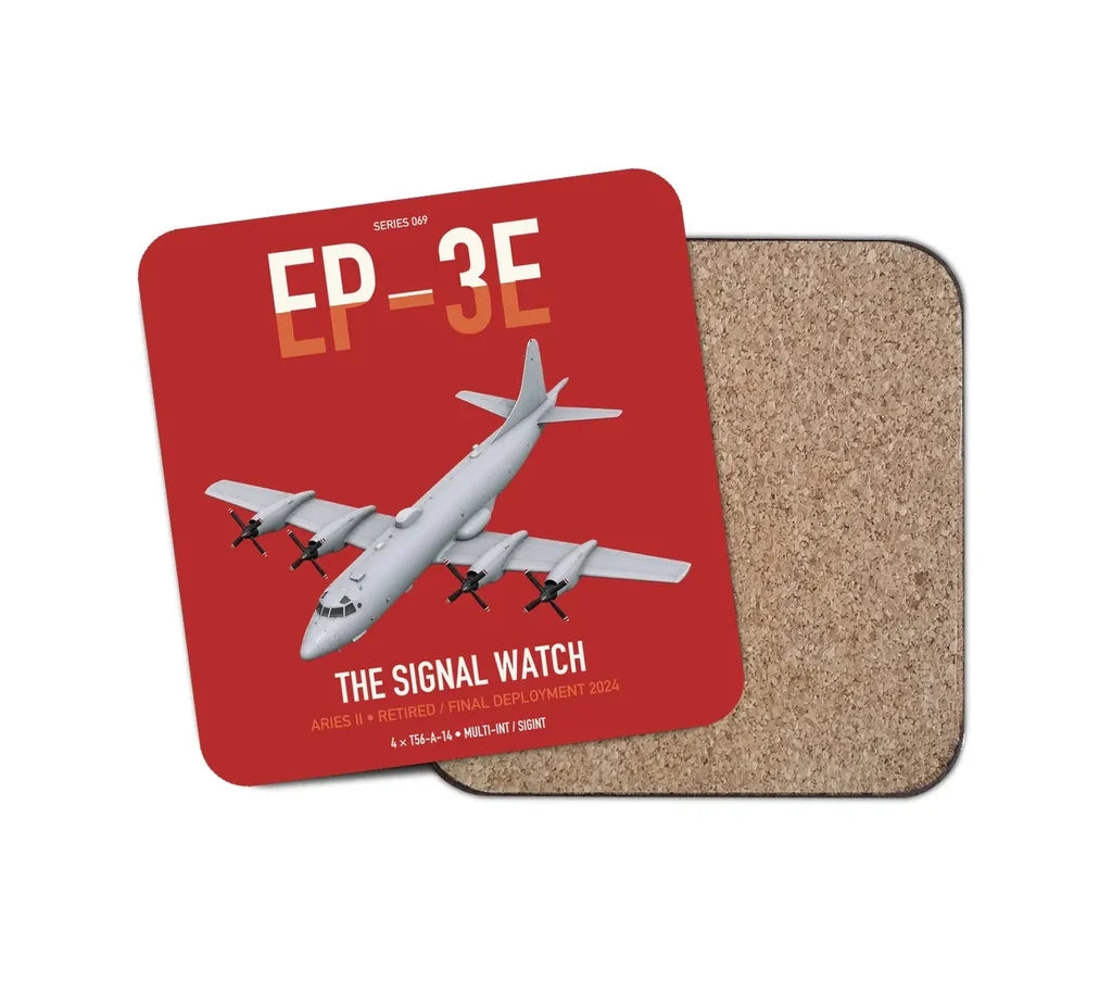 EP-3E ARIES II design on red 1 piece coaster