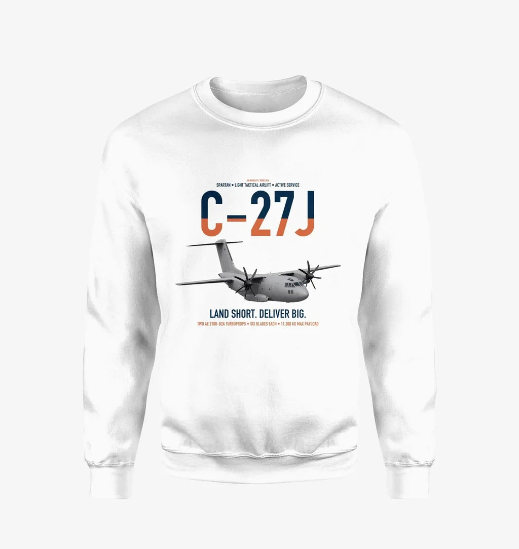 C-27J Spartan design on white sweatshirt