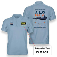 Thumbnail for AJ-2 Savage Tanker design on light blue+name double-side polo t-shirt, double-side print