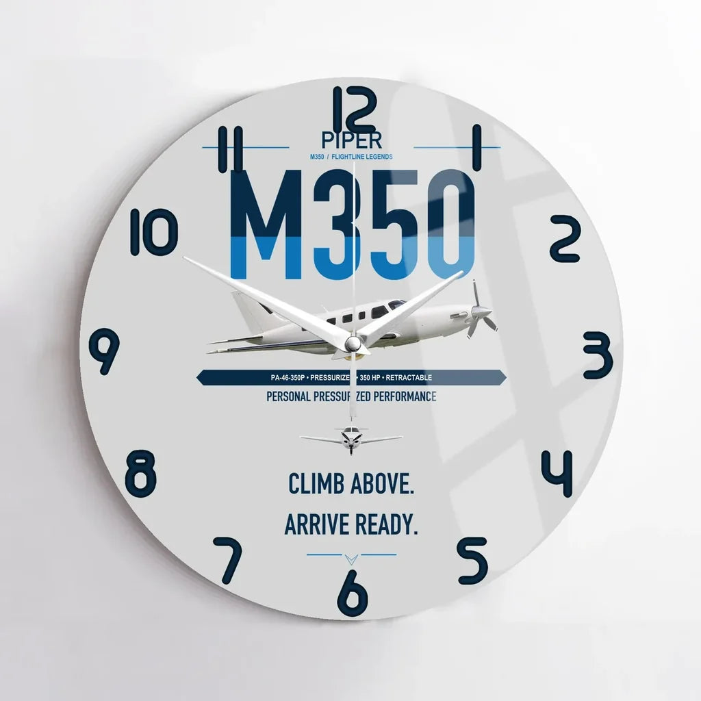 Piper M350 design on light gray no frame wall clock