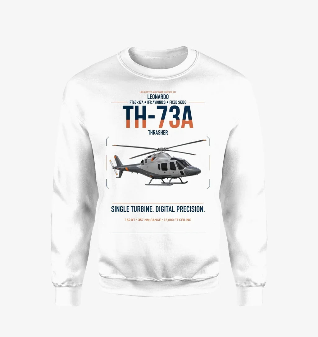 Leonardo TH-73A Thrasher design on white sweatshirt