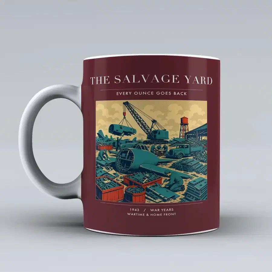 VINTAGE G4509 - The Salvage Yard - Ceramic Mug design on darkred