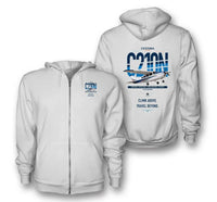 Thumbnail for Cessna T210N Centurion design on white premium zipped hoodie, double-side print