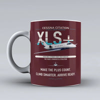 Thumbnail for Cessna Citation XLSPlus design on dark red ceramic mug, double-side print