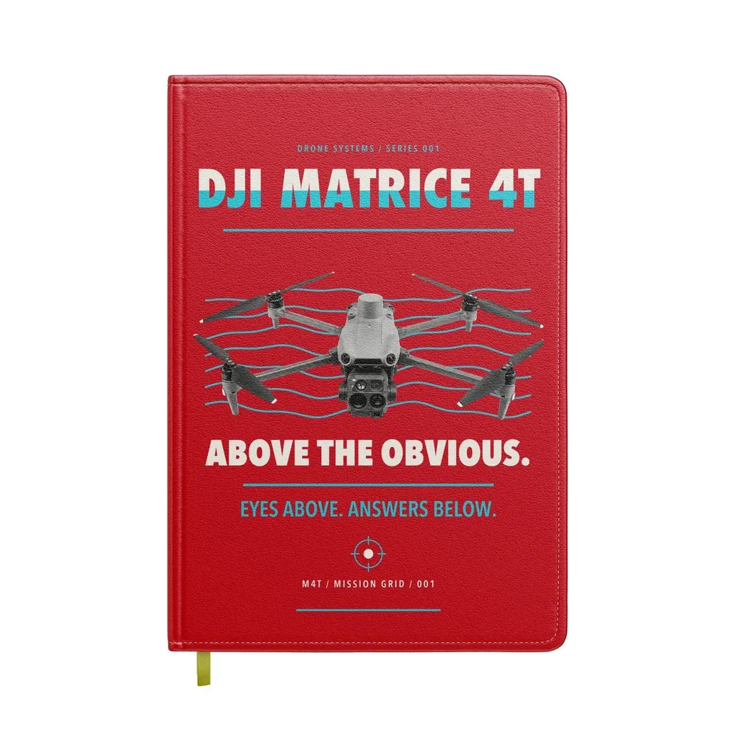 DJI Matrice 4T design on red notebook