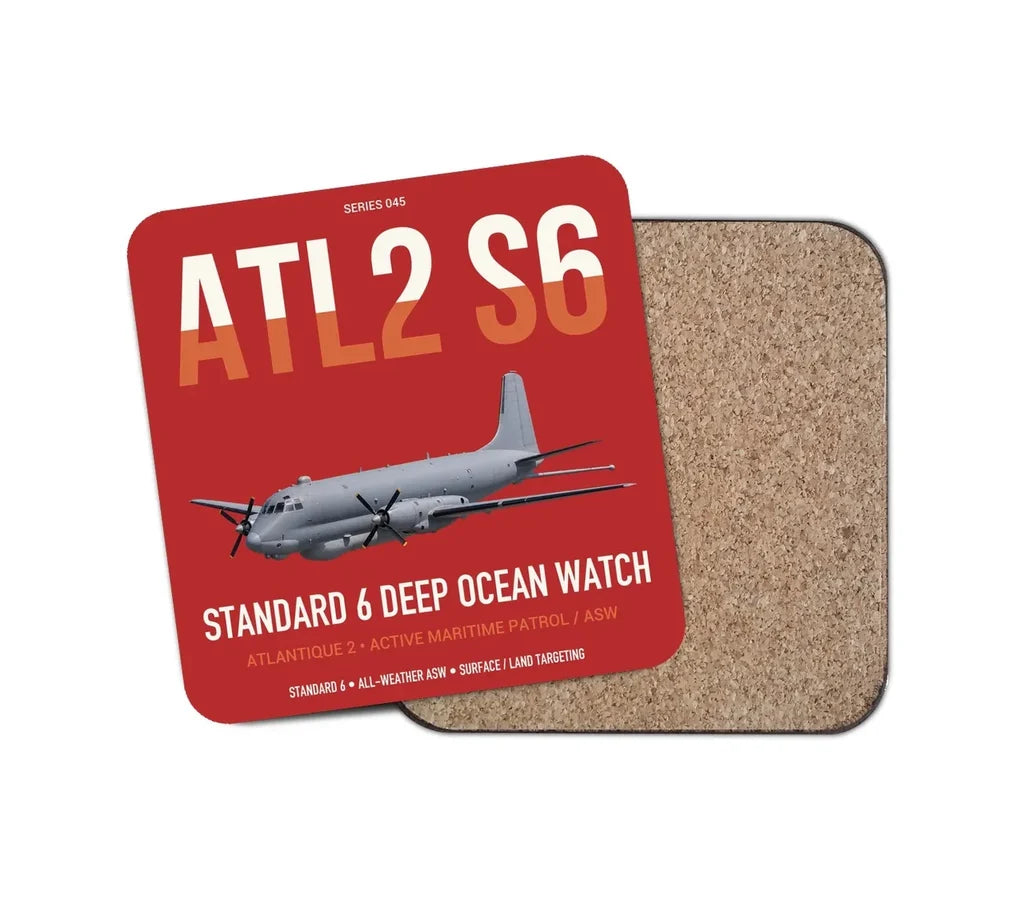 Atlantique 2 Standard 6 design on red 1 piece coaster