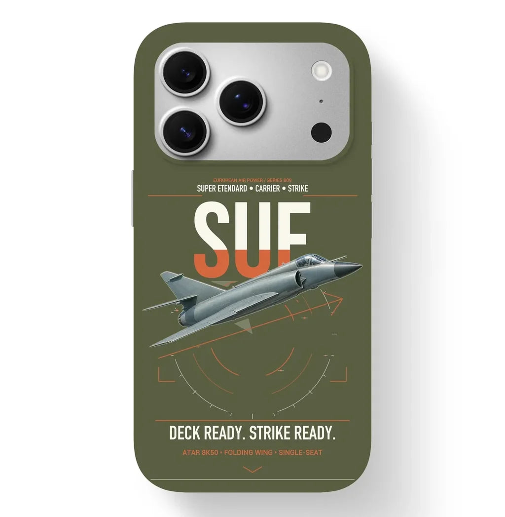 Dassault Super Étendard design on green army magsafe iphone case, for iPhone 17 Pro