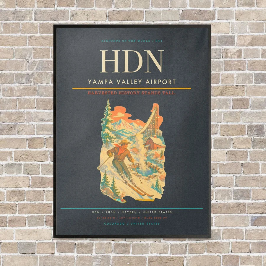 Yampa Valley Airport HDN vertical canvas print - framed - gray background