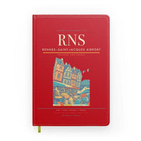 Thumbnail for Rennes–Saint-Jacques Airport (RNS) design on red notebook