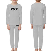 Thumbnail for Boeing 787 Flat Text children pajamas - Light Gray