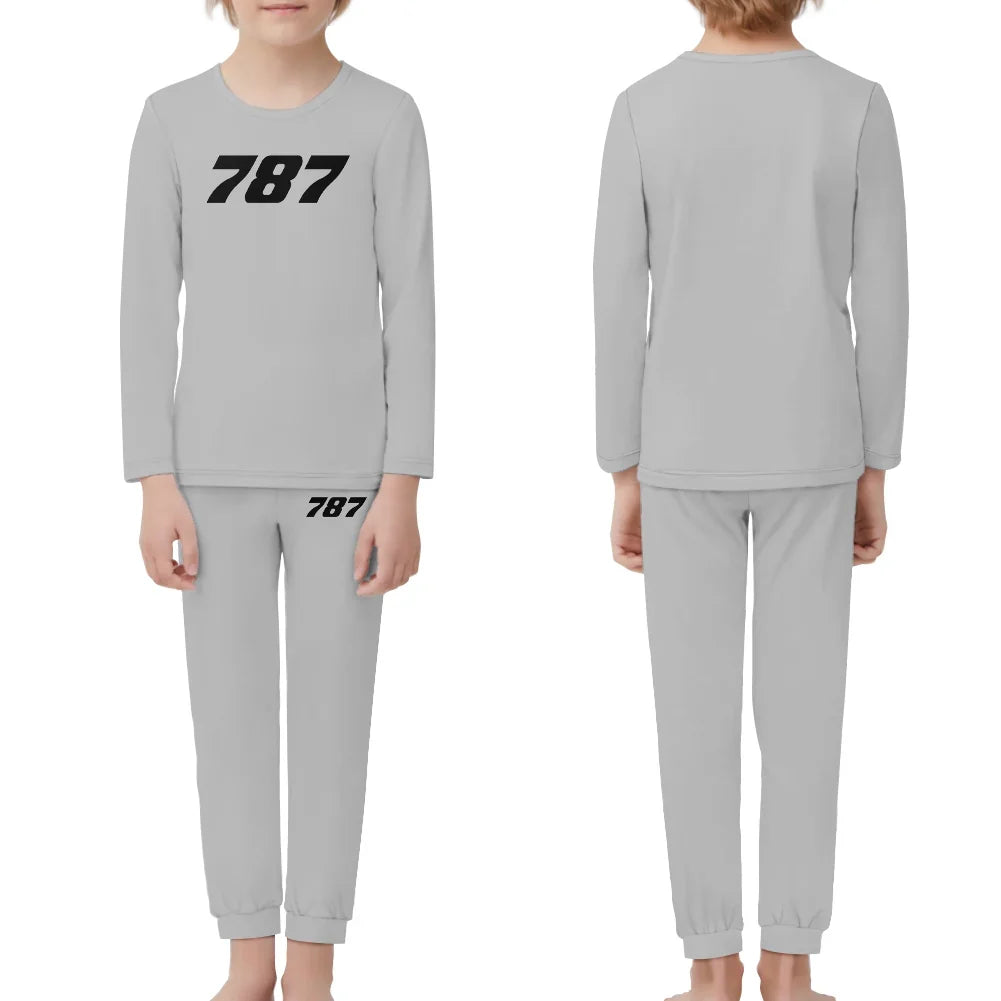 Boeing 787 Flat Text children pajamas - Light Gray