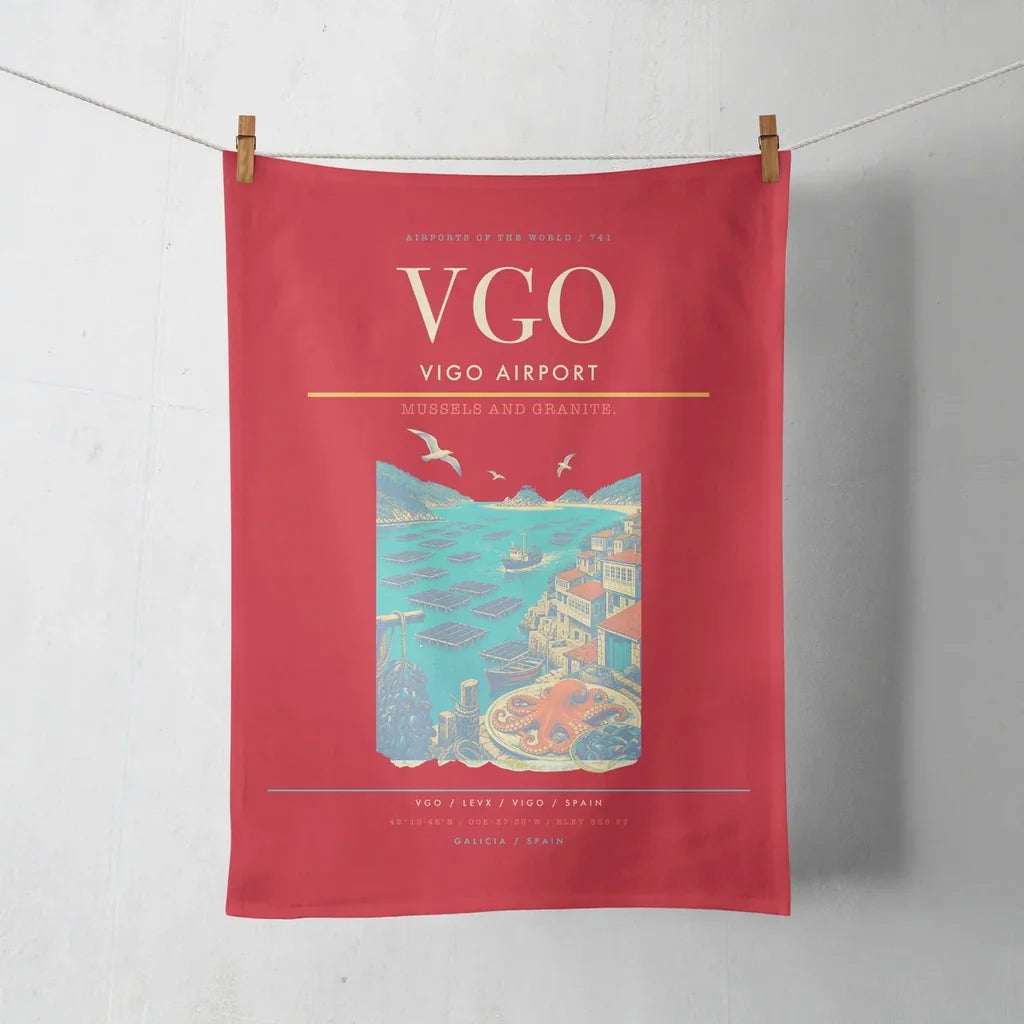 Vigo Airport (VGO) design on red towel