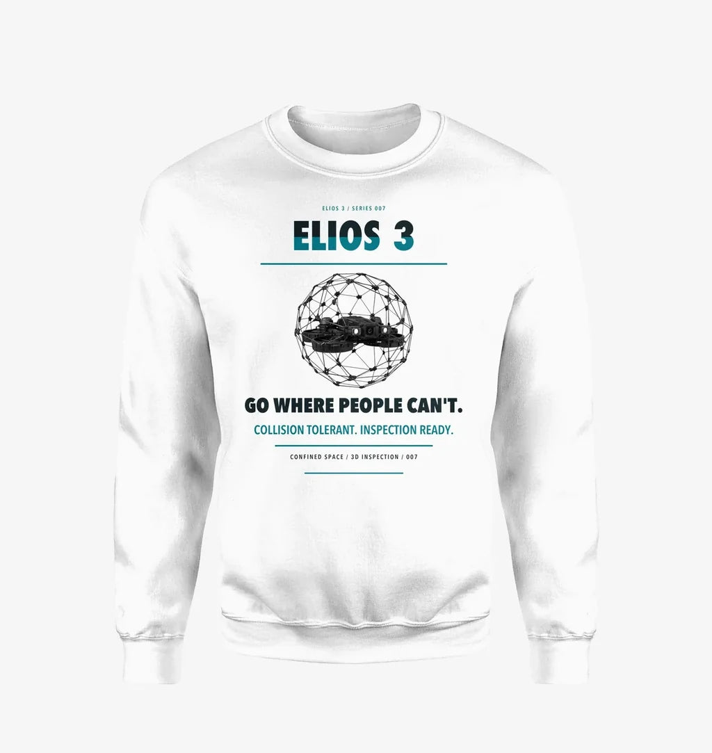 Flyability Elios 3 design on white sweatshirt