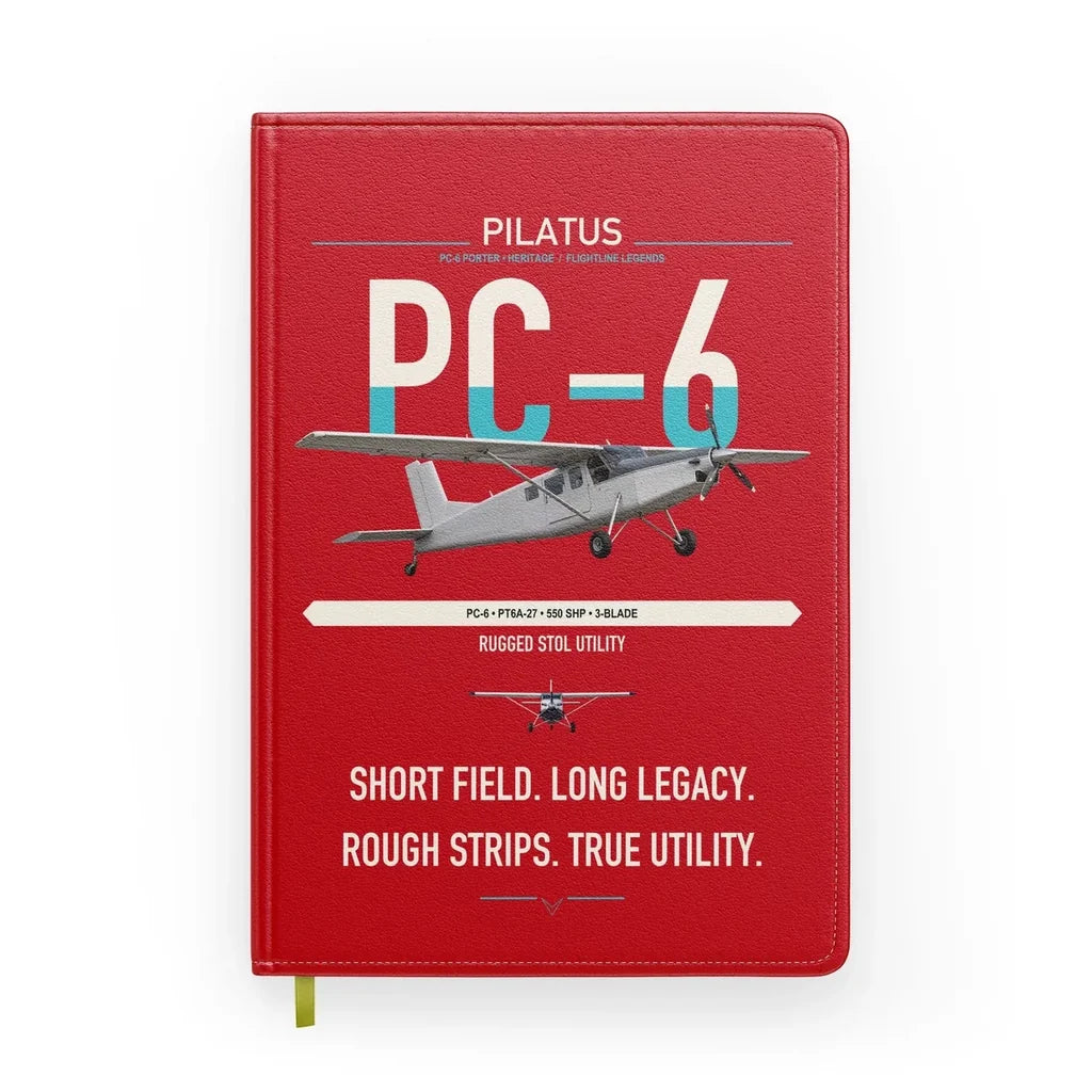 Pilatus PC-6 Porter design on red notebook