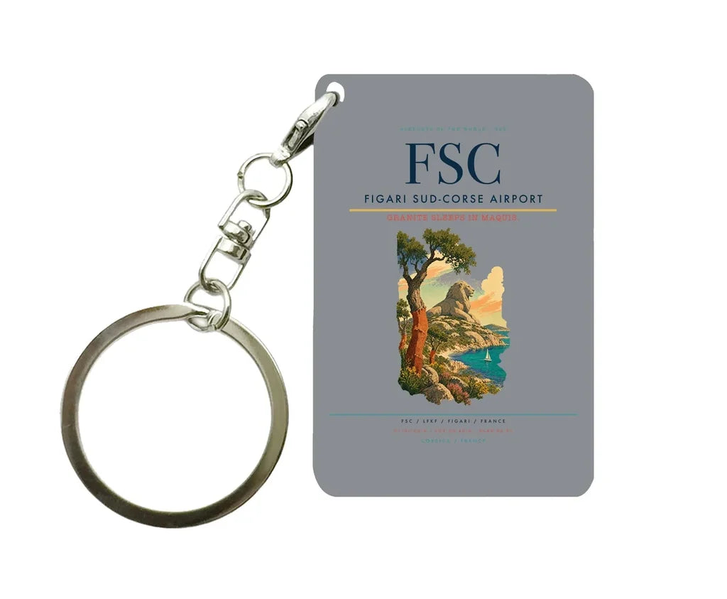Figari Sud-Corse Airport (FSC) design on gray key chain