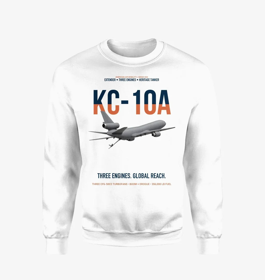 KC-10A EXTENDER design on white sweatshirt