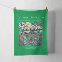 Thumbnail for VINTAGE G4189 - The Atoll Supply Day - Designed Towels design on green