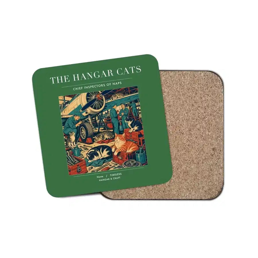The Hangar Cats - Designed Coasters design on green 1-piece