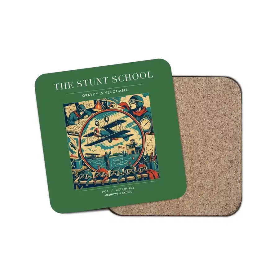 The Stunt School - Designed Coasters design on green 1-piece