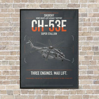 Thumbnail for Sikorsky CH-53E Super Stallion vertical canvas print - framed - gray background