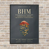 Thumbnail for Birmingham-Shuttlesworth International Airport BHM vertical canvas print - framed - gray background