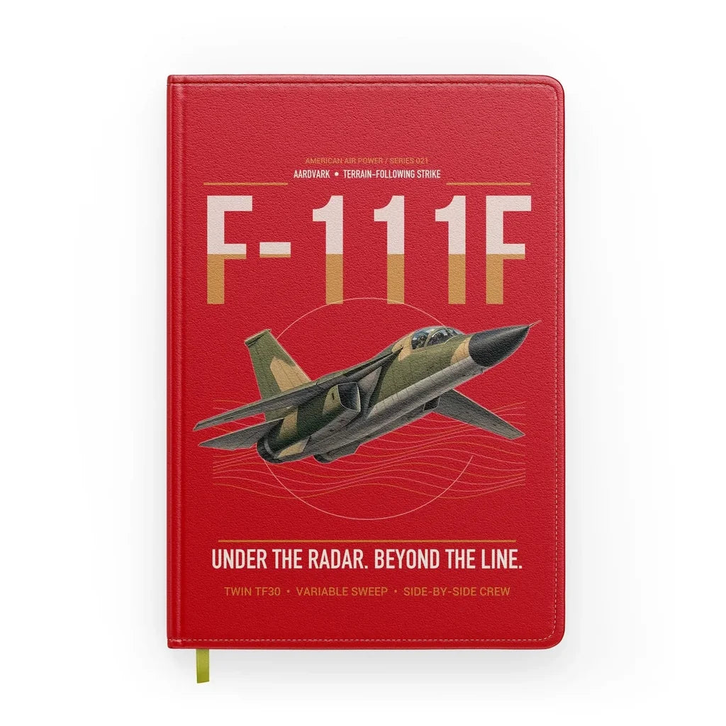 F-111F Aardvark design on red notebook