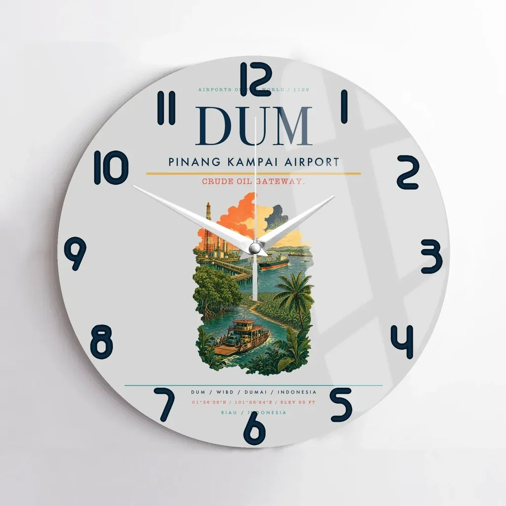 Pinang Kampai Airport (DUM) design on light gray no frame wall clock