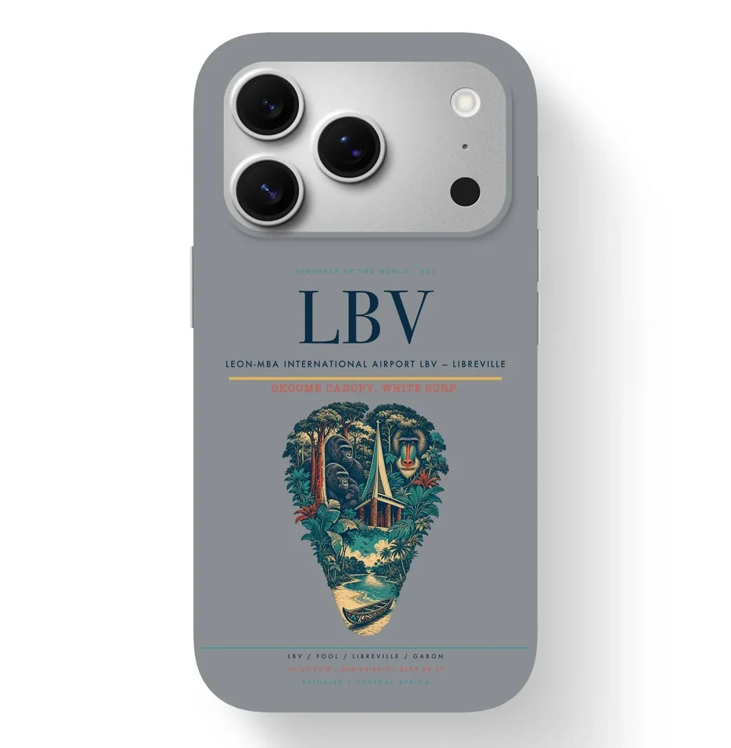 Libreville Airport (LBV) design on gray iPhone 17 Pro MagSafe case