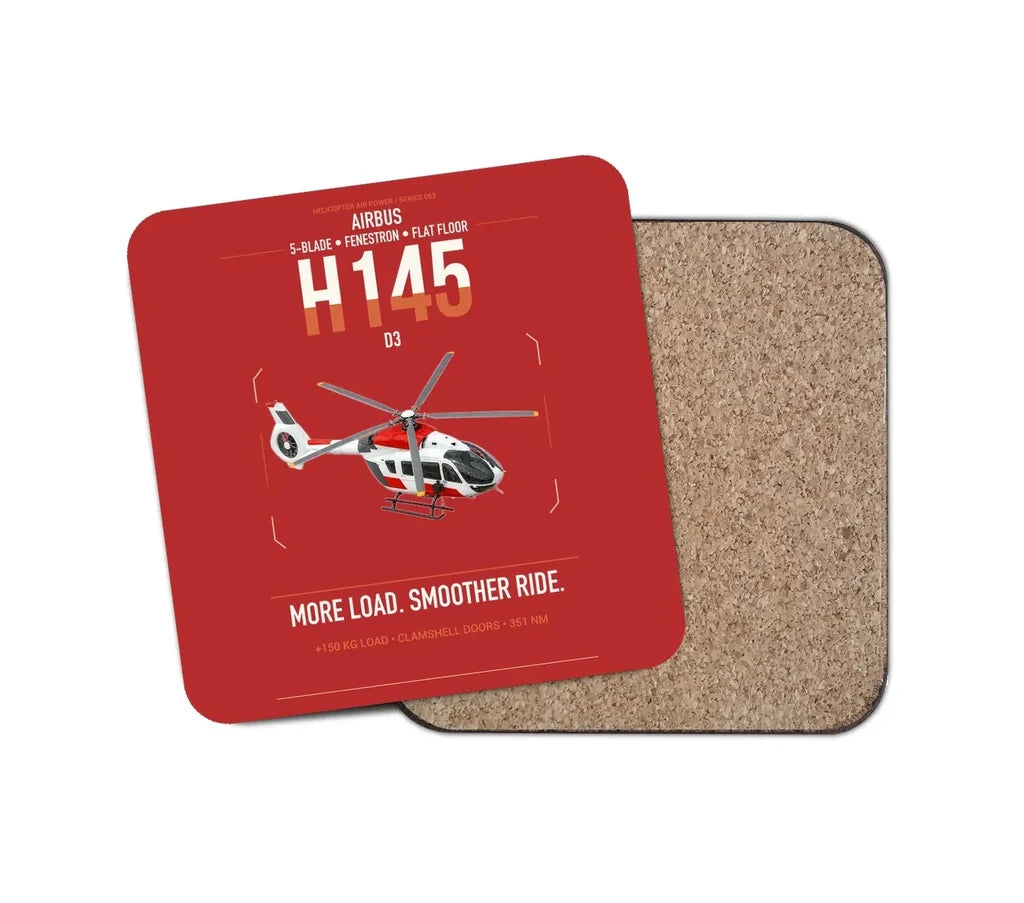 Airbus H145 D3 design on red 1 piece coaster