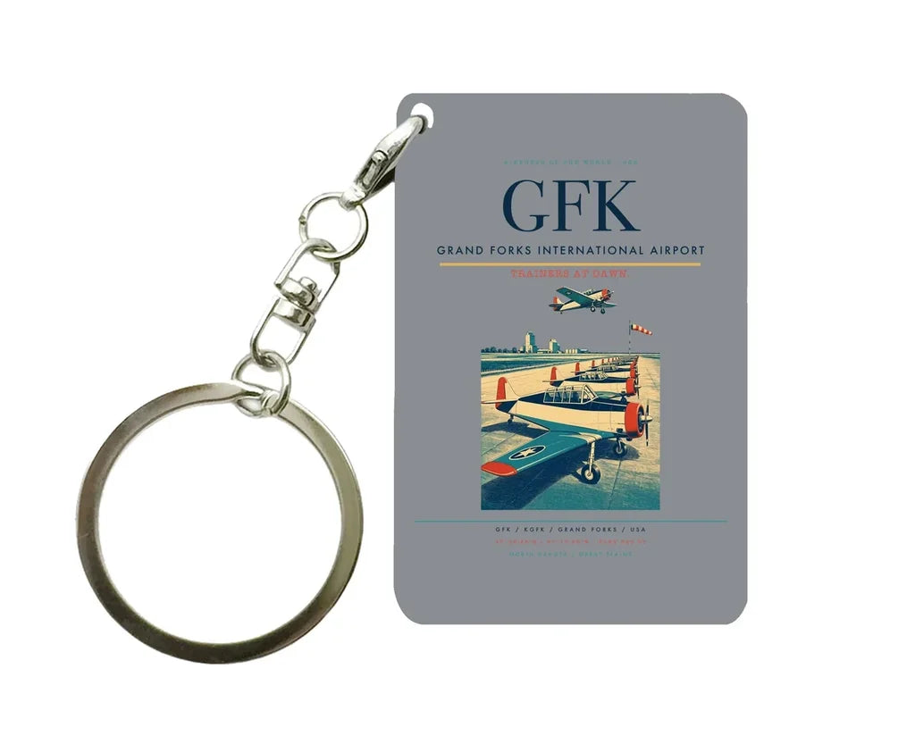 Grand Forks International Airport (GFK) design on gray key chain