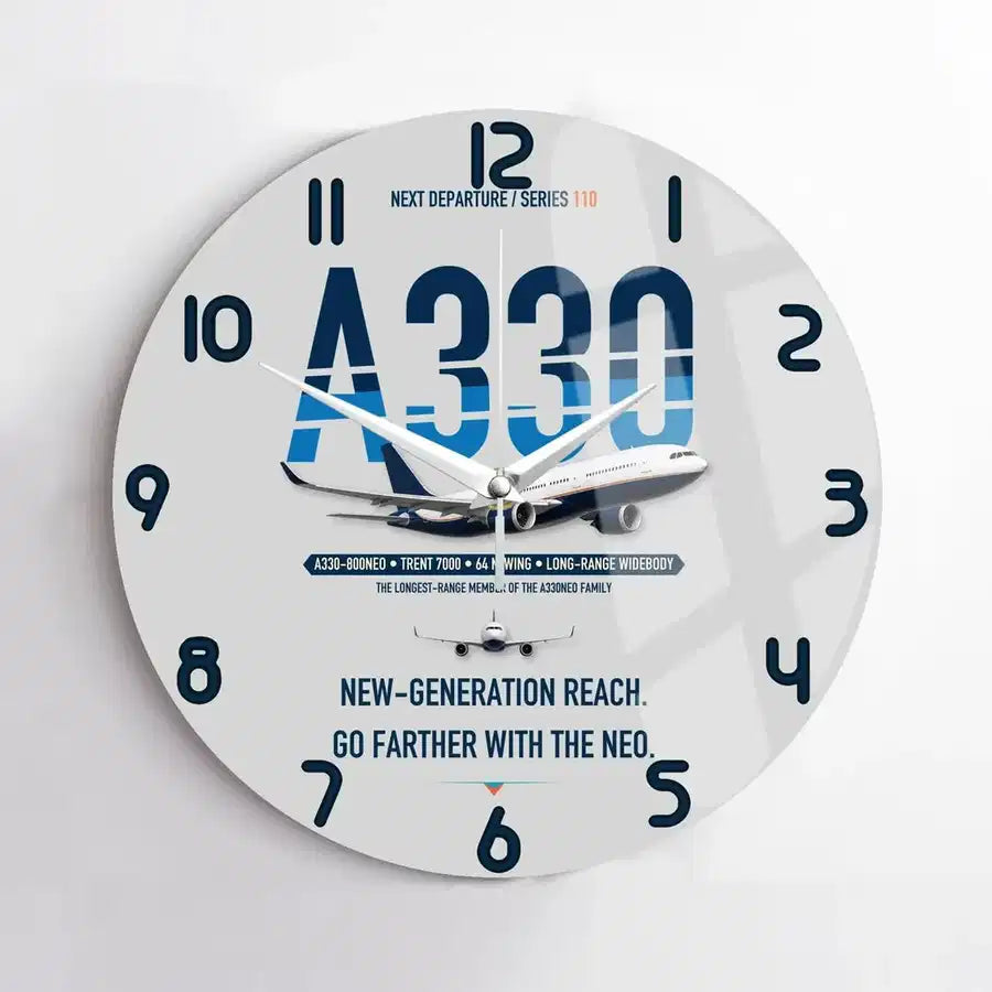 Airbus A330-800neo design on light gray no frame wall clock