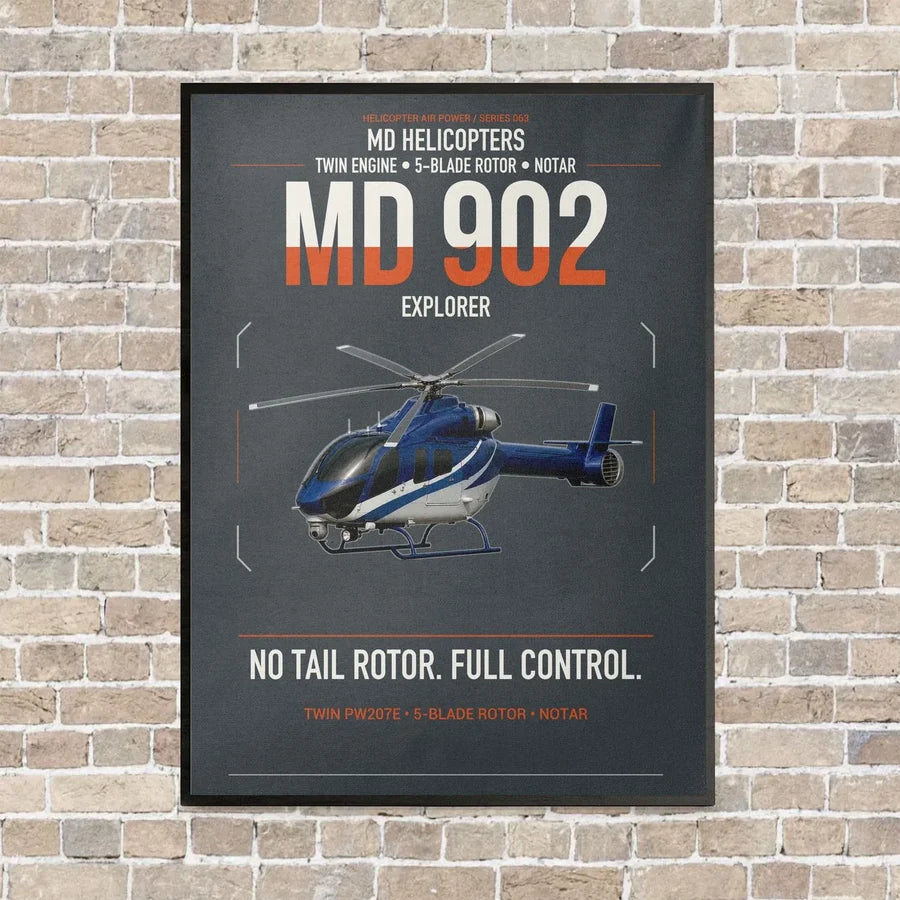 MD Helicopters MD 902 Explorer vertical canvas print - framed - gray background