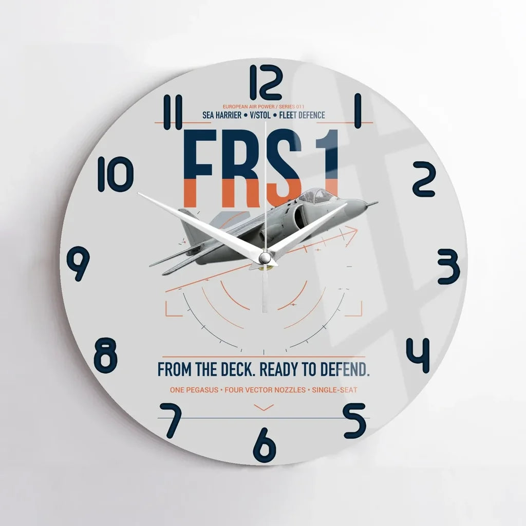 British Aerospace Sea Harrier FRS.1 design on light gray no frame wall clock
