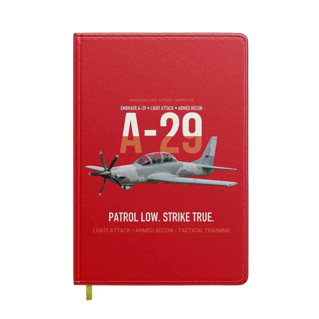 A-29 Super Tucano Light Attack design on red notebook