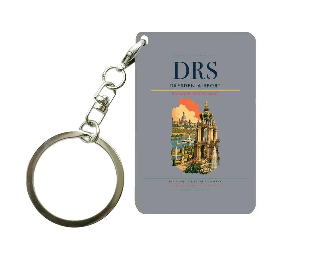 Dresden Airport (DRS) design on gray key chain