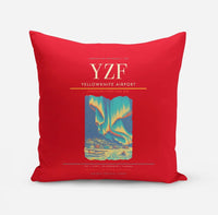 Thumbnail for Yellowknife Airport (YZF) design on red pillow