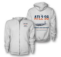 Thumbnail for Atlantique 2 Standard 6 design on white premium zipped hoodie, double-side print