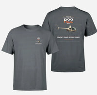 Thumbnail for Robinson R22 Beta II design on gray t-shirt, double-side print