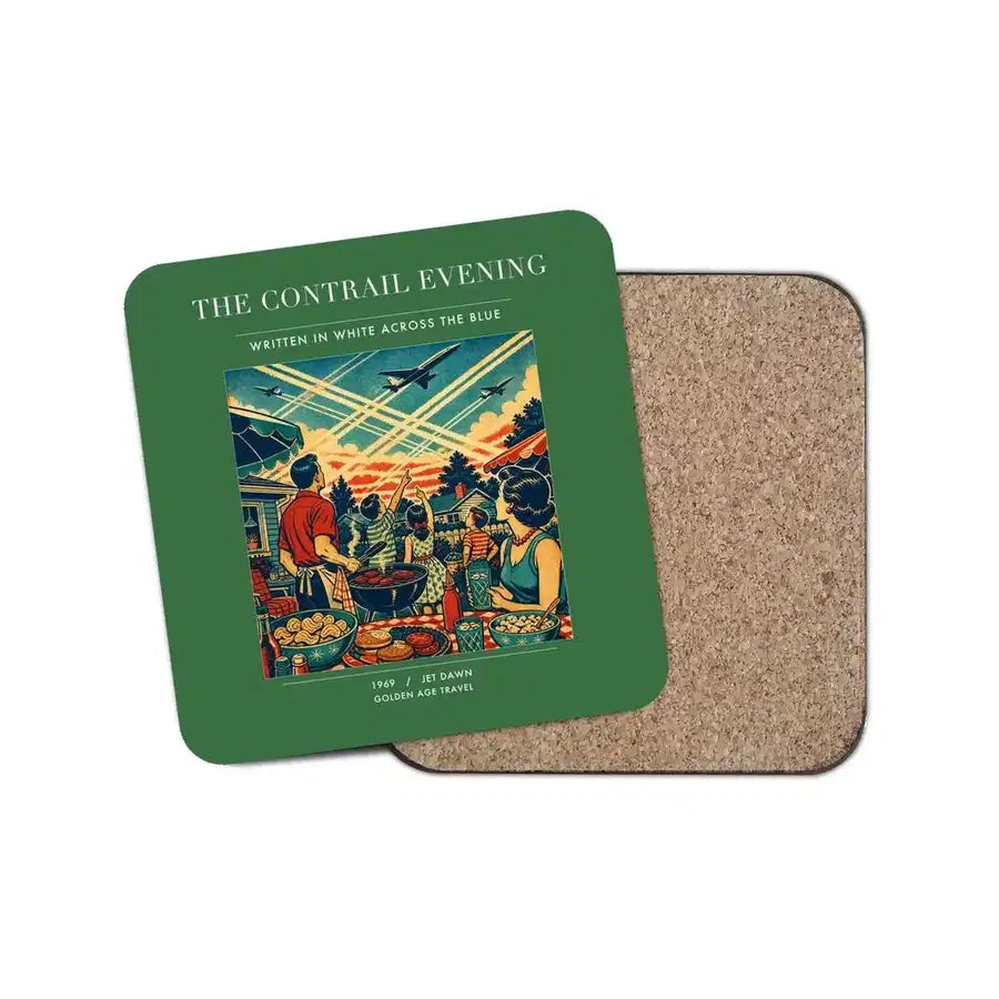 The Contrail Evening - Designed Coasters design on green 1-piece