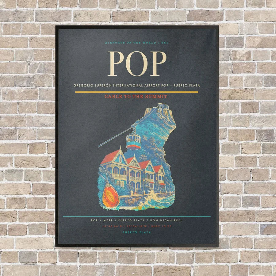 Gregorio Luperón International Airport POP — Puerto Plata vertical canvas print - framed - gray background